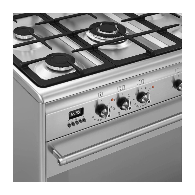 Smeg Concert 90cm Dual Fuel Double Oven Range Cooker - Stainless Steel