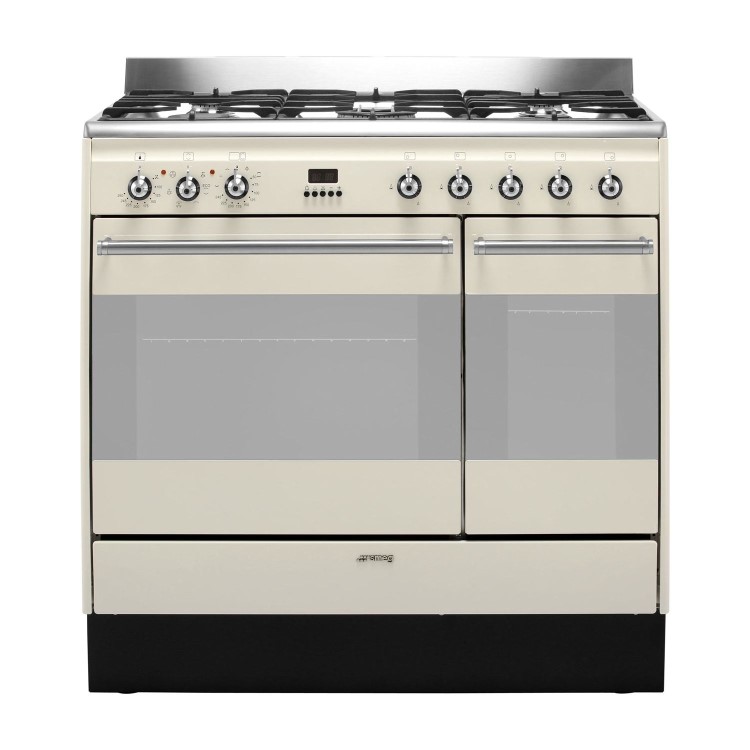 Smeg SUK92P9-1 Concert 90cm Dual Fuel Range Cooker - Gloss Cream