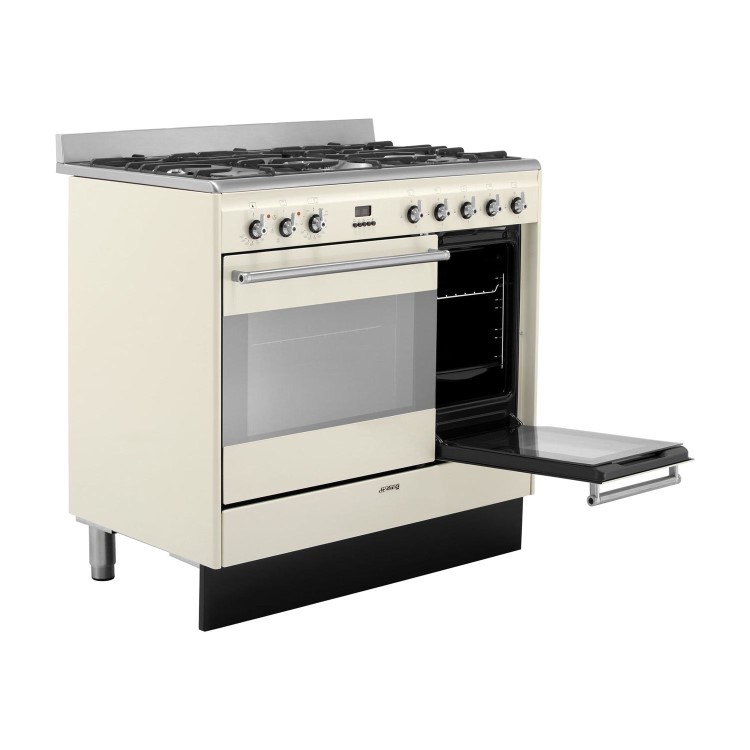 Smeg SUK92P9-1 Concert 90cm Dual Fuel Range Cooker - Gloss Cream