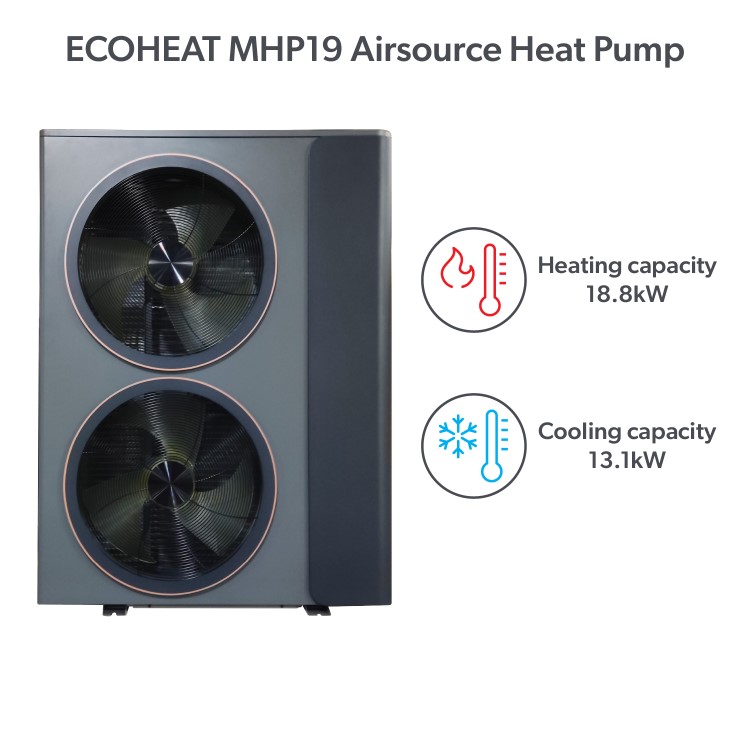 SUPERHEAT MCS Certified 19kW R32 Inverter Air Source Smart Heat Pump – Max Water Temp 60C