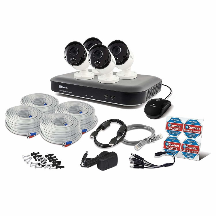 Swann CCTV System - 8 Channel 5MP DVR with 4 x 5MP Super HD Thermal Sensing Cameras & 2TB HDD - works with Google Assistant