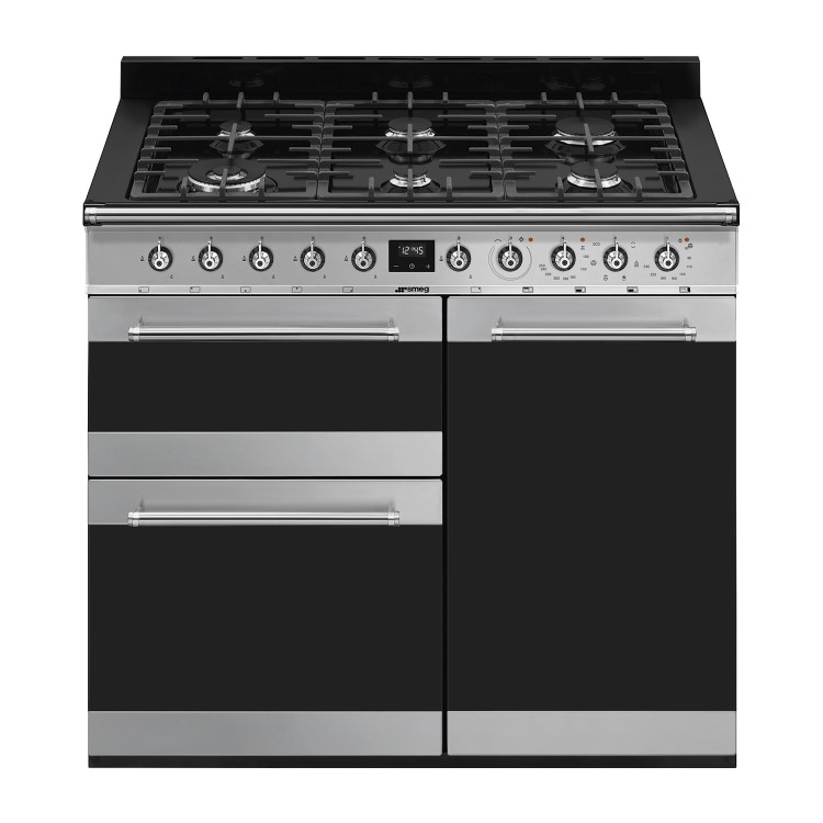 Refurbished Smeg Symphony SY103 100cm Dual Fuel Range Cooker Stainless Steel