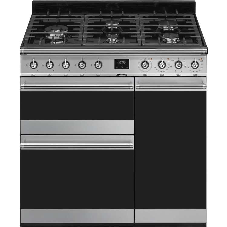 Smeg Symphony Triple Cavity 90cm Dual Fuel Range Cooker - Stainless Steel