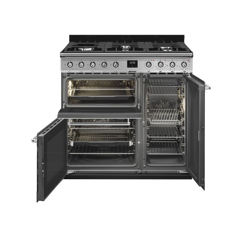 Smeg Symphony 90cm Dual Fuel Range Cooker - Stainless Steel