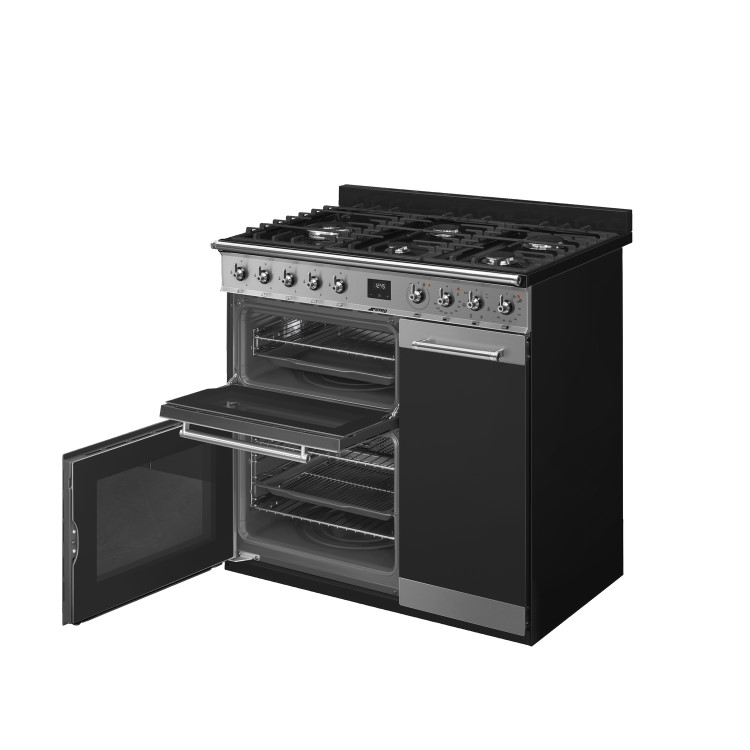 Smeg Symphony 90cm Dual Fuel Range Cooker - Stainless Steel