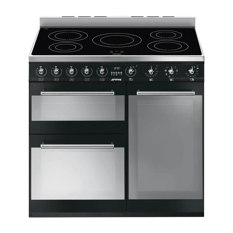 Smeg Symphony 90cm Electric Range Cooker with Induction Hob - Black