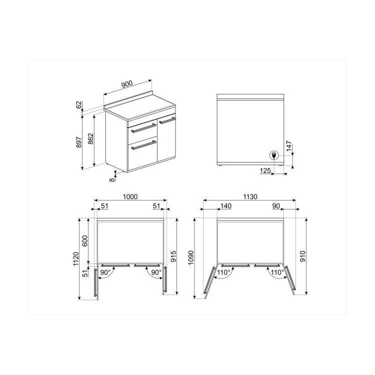 Smeg Symphony 90cm Triple Cavity Electric Range Cooker with Induction Hob - Stainless Steel