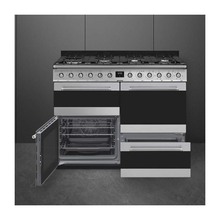 Smeg Symphony 110cm Dual Fuel Range Cooker - Stainless Steel