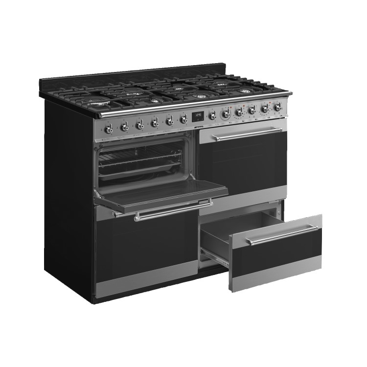 Smeg Symphony 110cm Dual Fuel Range Cooker - Stainless Steel