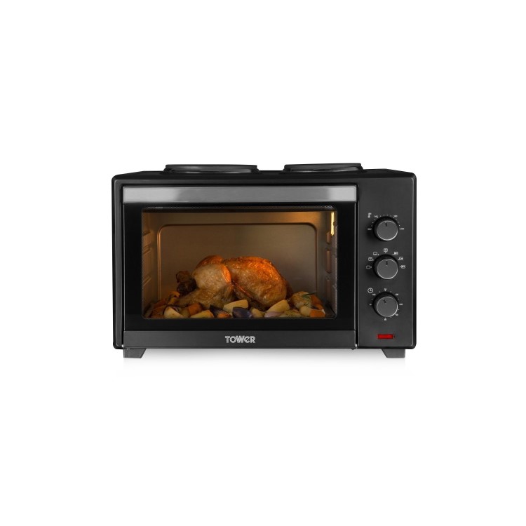 Tower T14013 28L Mini Oven with Dual Hotplates - Black