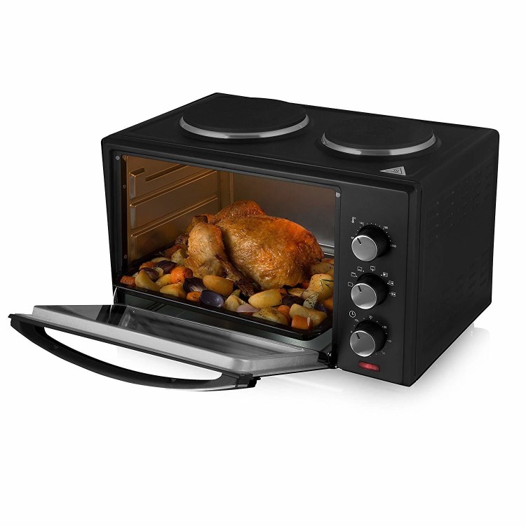 Tower T14013 28L Mini Oven with Dual Hotplates - Black