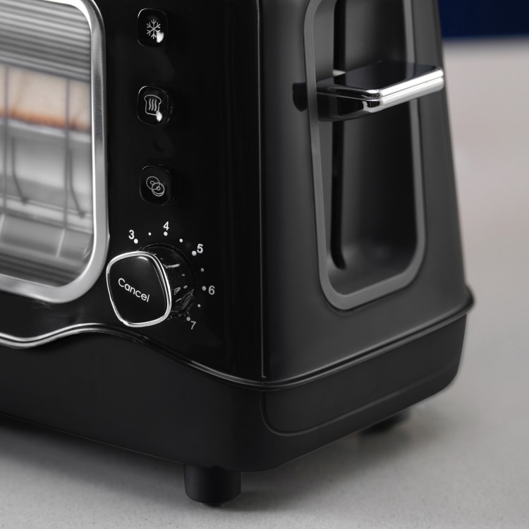 Tower T20011 2 Slice Long Slot Toaster - Black & Glass