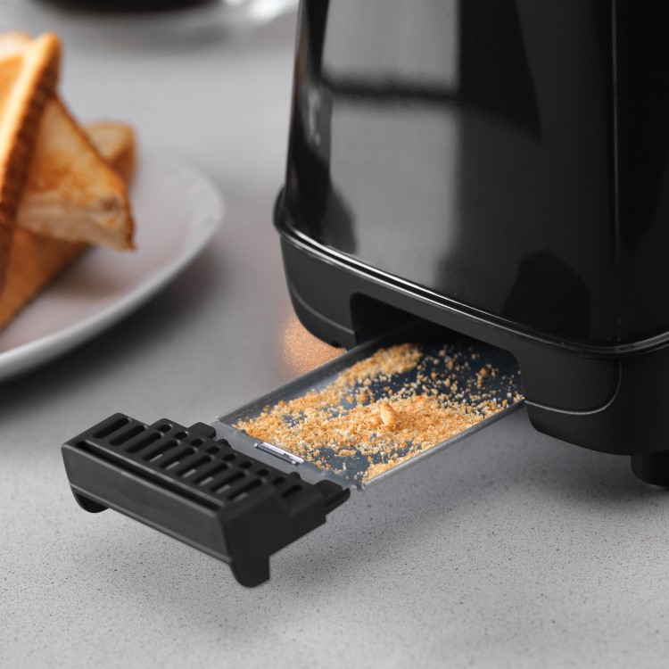 Tower T20011 2 Slice Long Slot Toaster - Black & Glass