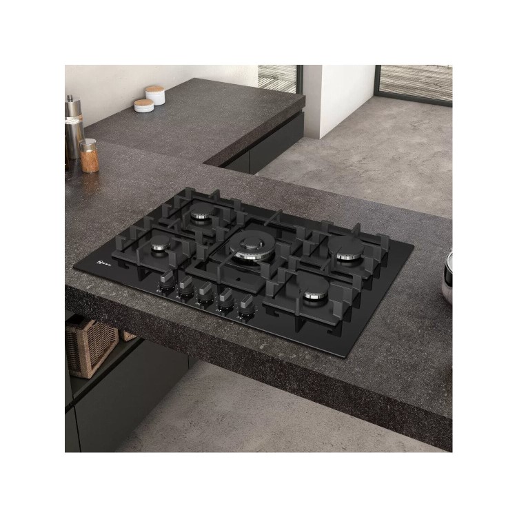 Neff N70 75cm 5 Burner Gas on Glass Gas Hob - Black