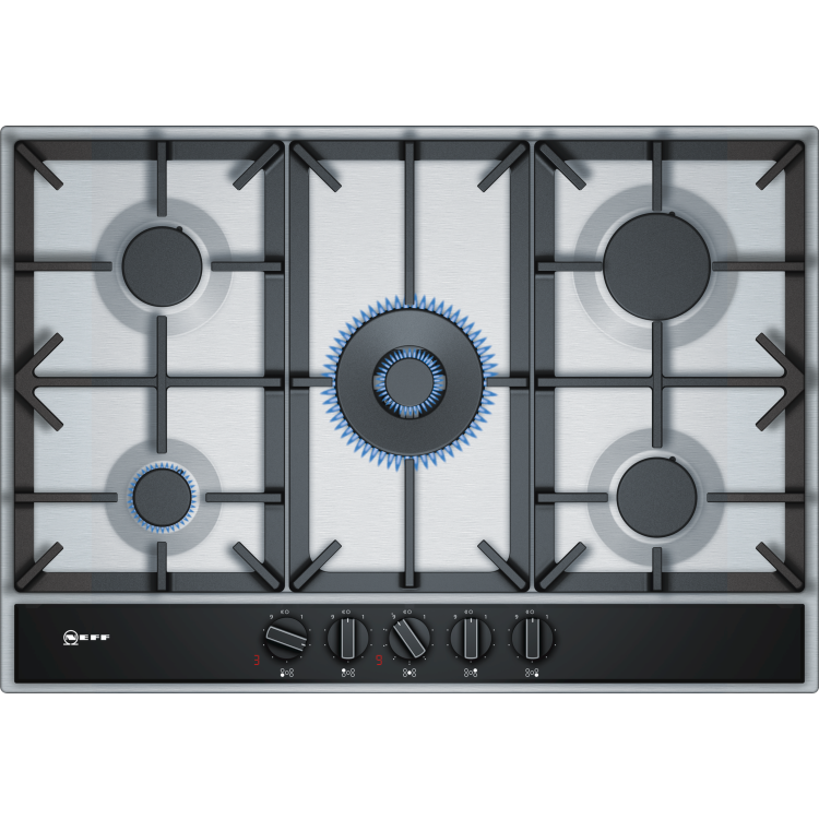 Refurbished Neff N70 T27DA69N0 75cm 5 Burner Gas Hob Stainless Steel and Black