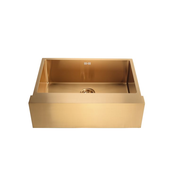 Single Bowl Belfast Brushed Brass Stainless Steel Kitchen Sink- Enza Tamara