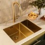 1.5 Bowl Brushed Brass Undermount Stainless Steel Kitchen Sink- Enza Tamara