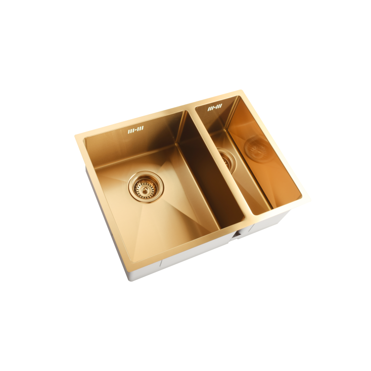 1.5 Bowl Brushed Brass Undermount Stainless Steel Kitchen Sink- Enza Tamara