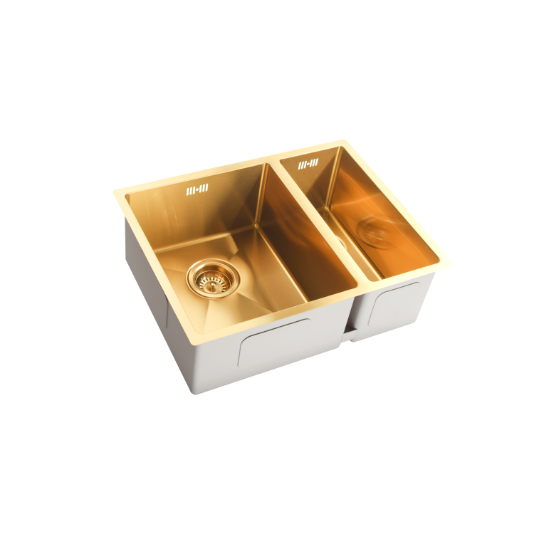 1.5 Bowl Brushed Brass Undermount Stainless Steel Kitchen Sink- Enza Tamara