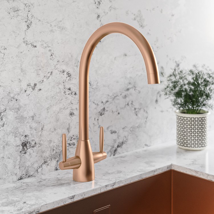 Enza Tamara Dual Lever Monobloc Mixer Kitchen Tap- Copper