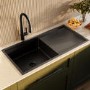 Single Bowl Black Inset Stainless Steel Kitchen Sink- Enza Tamara