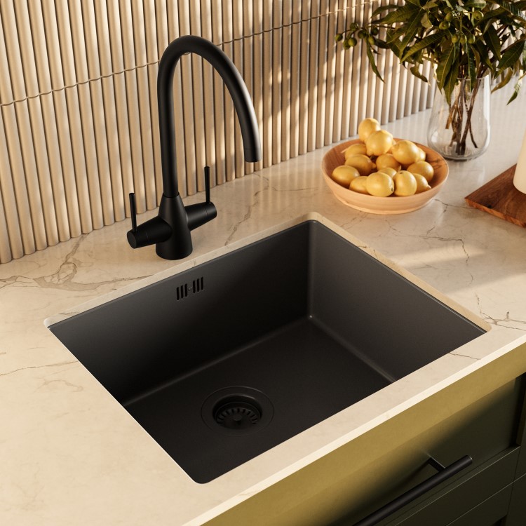 Single Bowl Black Undermount Stainless Steel Kitchen Sink- Enza Tamara