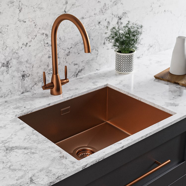 Single Bowl Copper Undermount Stainless Steel Kitchen Sink - Enza Tamara