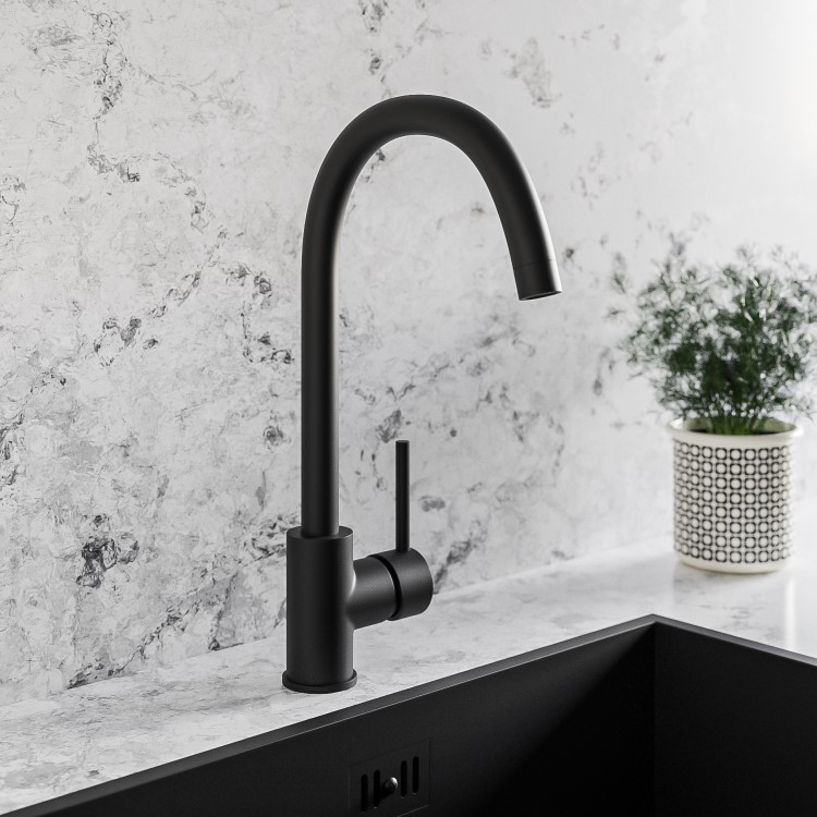 Enza Tamara Single Lever Monobloc Kitchen Mixer Tap- Black