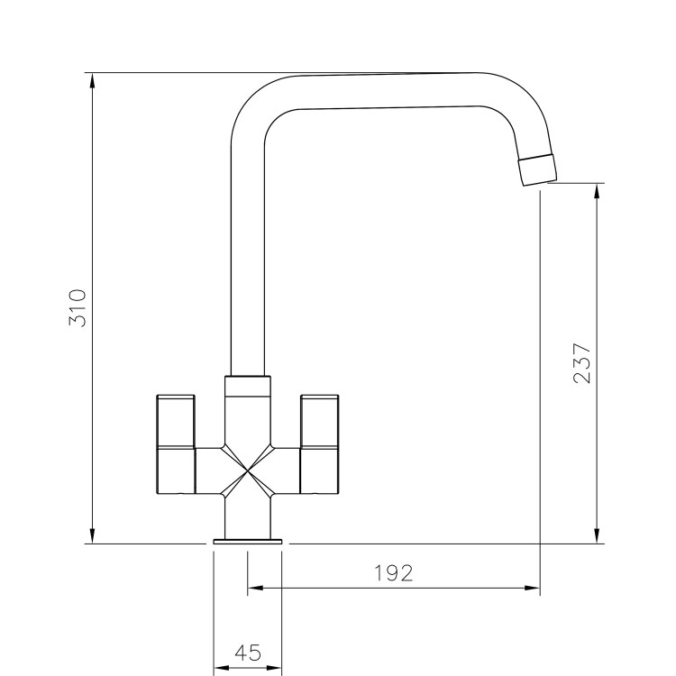 Rangemaster Aquaquad Dual Lever Monobloc Mixer Kitchen Tap- Brushed Chrome