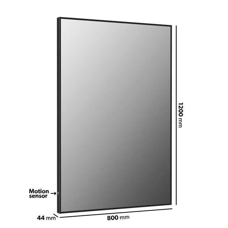 Rectangular Black Backlit Heated Bathroom Mirror with Lights 1200 x 800mm - Taurus