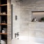 Taurus Hinged 1450mm 6mm Gunemtal Grey Bath Screen-Corvus