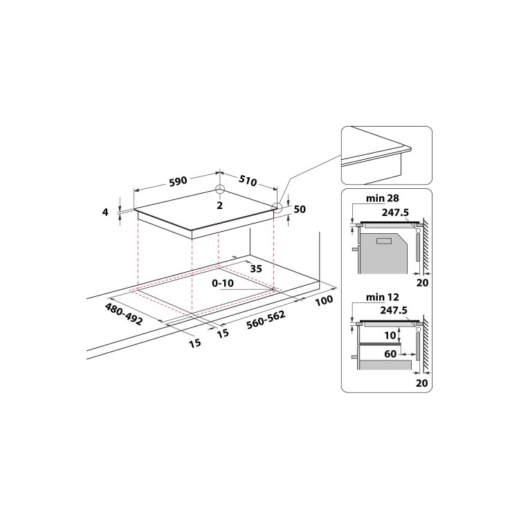 Hotpoint 59cm 4 Zone Induction Hob with Flexi Zone