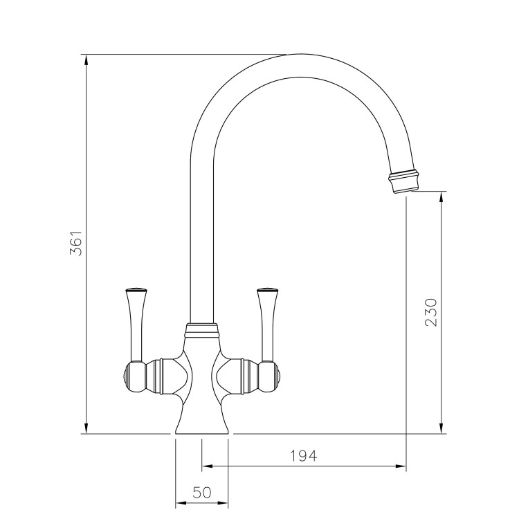 Rangemaster Estuary Dual Lever Monobloc Mixer Kitchen Tap- Brushed Brass