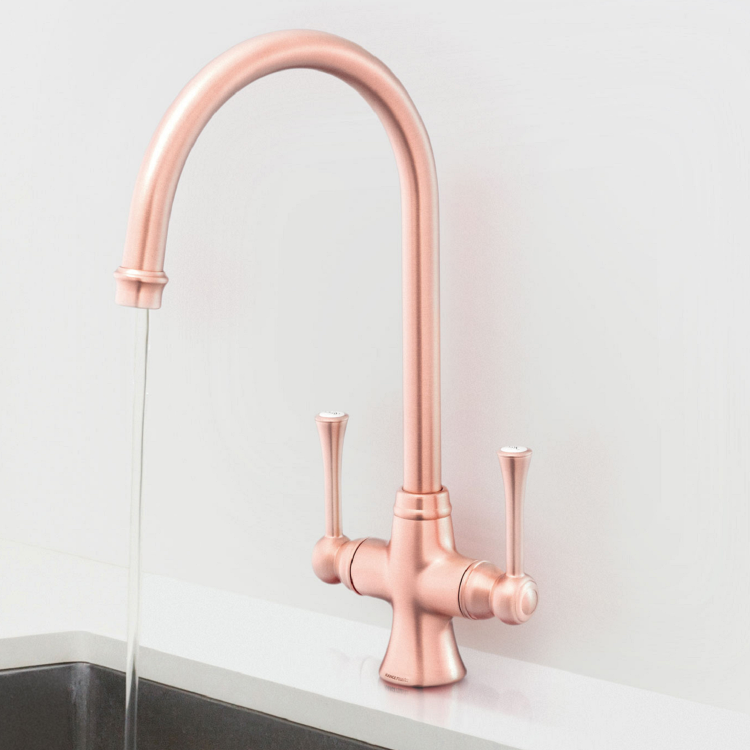 Rangemaster Estuary Dual Lever Monobloc Mixer Kitchen Tap- Brushed Copper