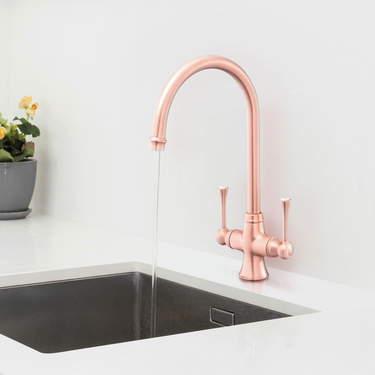 Rangemaster Estuary Dual Lever Monobloc Mixer Kitchen Tap- Brushed Copper