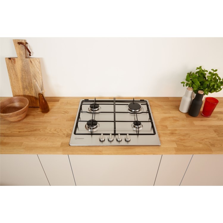 Indesit Aria 58cm 4 Burner Gas Hob - Stainless Steel