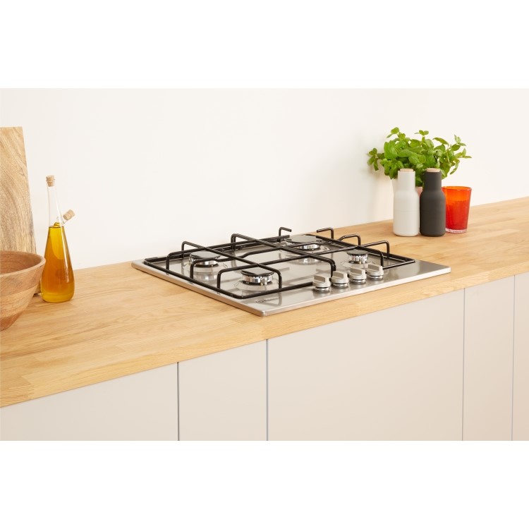 Indesit Aria 58cm 4 Burner Gas Hob - Stainless Steel