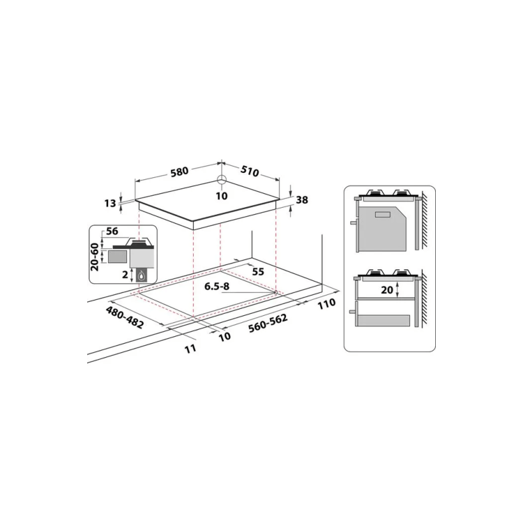 Indesit Aria 58cm 4 Burner Gas Hob - Stainless Steel