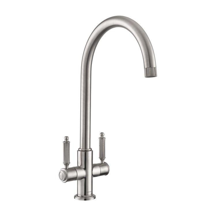 Rangemaster Hemlock Dual Lever Monobloc Mixer Kitchen Tap- Brushed Nickel