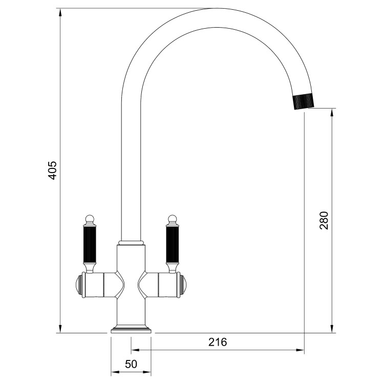 Rangemaster Hemlock Dual Lever Monobloc Mixer Kitchen Tap- Brushed Nickel