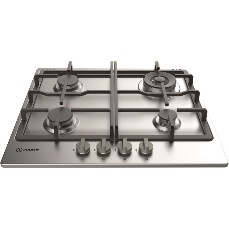 Indesit Aria 58cm 4 Burner Gas Hob with Wok Burner - Stainless Steel