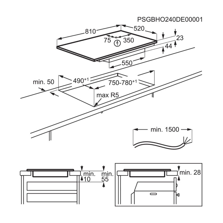 AEG 6000 Series 80cm 4 Zone Induction Hob with Bridge Zone