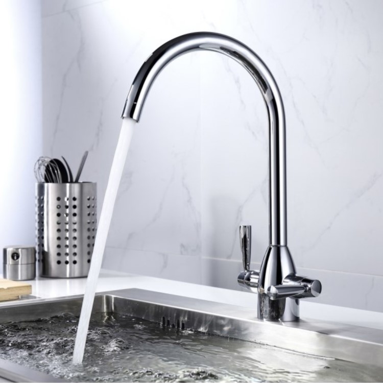 Enza Bronte Polished Chrome Twin Lever Kitchen Mixer Tap