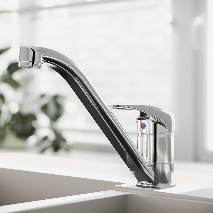 GRADE A1 - Alfred Single Lever Chrome Monobloc Kitchen Sink Mixer Tap