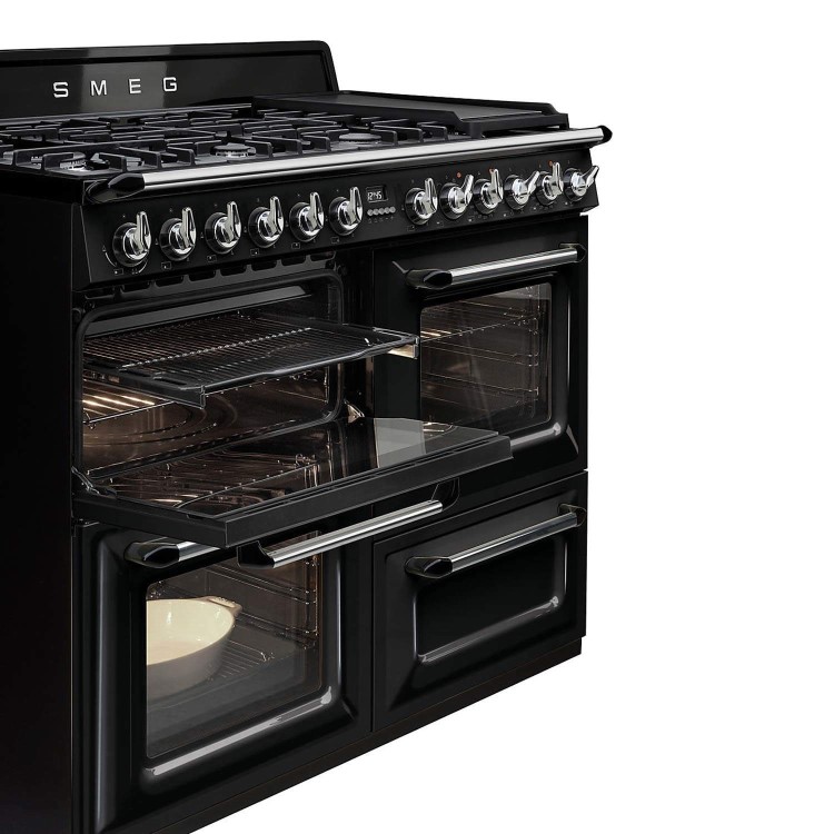 Smeg TR4110BL1 Victoria Traditional 110cm Dual Fuel Range Cooker - Black