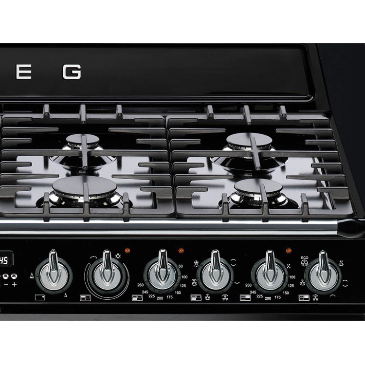 Smeg TR4110BL1 Victoria Traditional 110cm Dual Fuel Range Cooker - Black