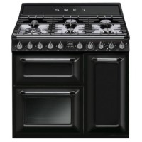 Smeg TR93BL Victoria Triple Cavity 90cm Wide Dual Fuel Cooker Black