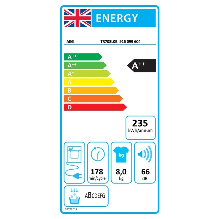 AEG 7000 Series SensiDry&reg; 8kg Heat Pump Tumble Dryer - White