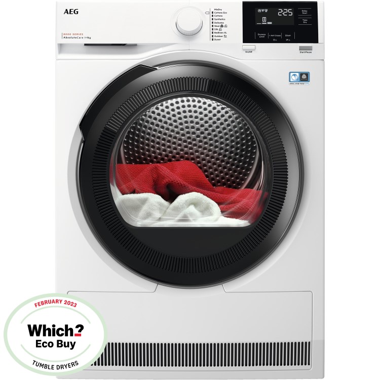 AEG 8000 Series AbsoluteCare&reg; 9kg Heat Pump Tumble Dryer - White