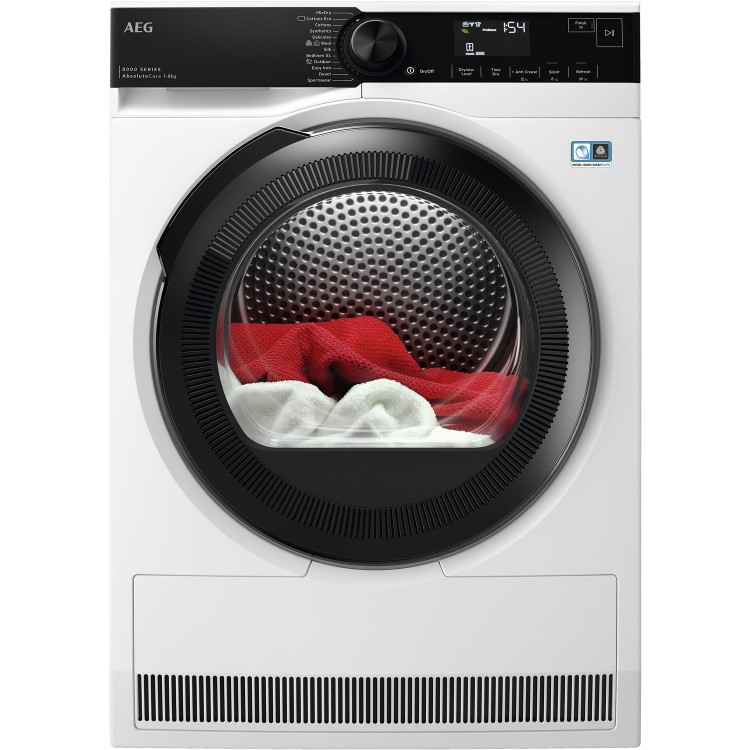 AEG 8000 Series AbsoluteCare&reg; 8kg Heat Pump Tumble Dryer - White